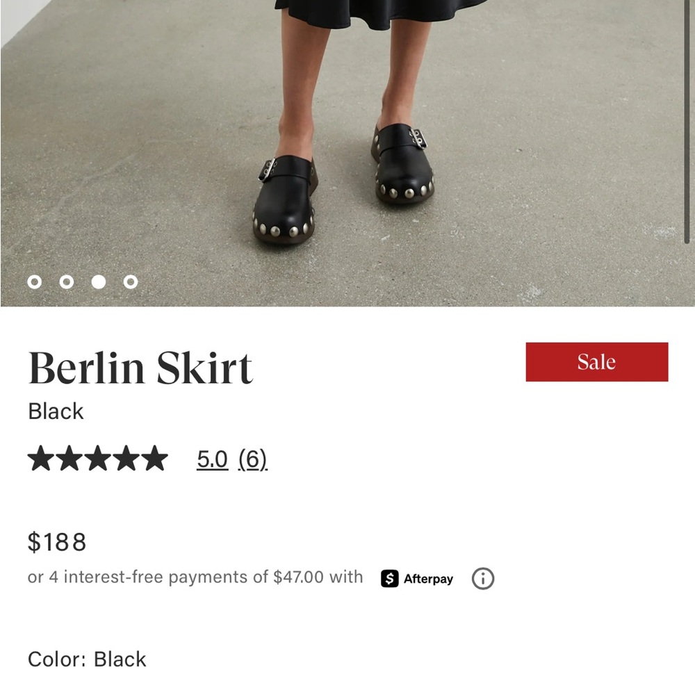 Rails SMALL Berlin satin crepe high rise black midi skirt - Picture 6 of 6